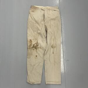 Vintage 50s White Striped Side Clasp Workwear Chinos 30x29